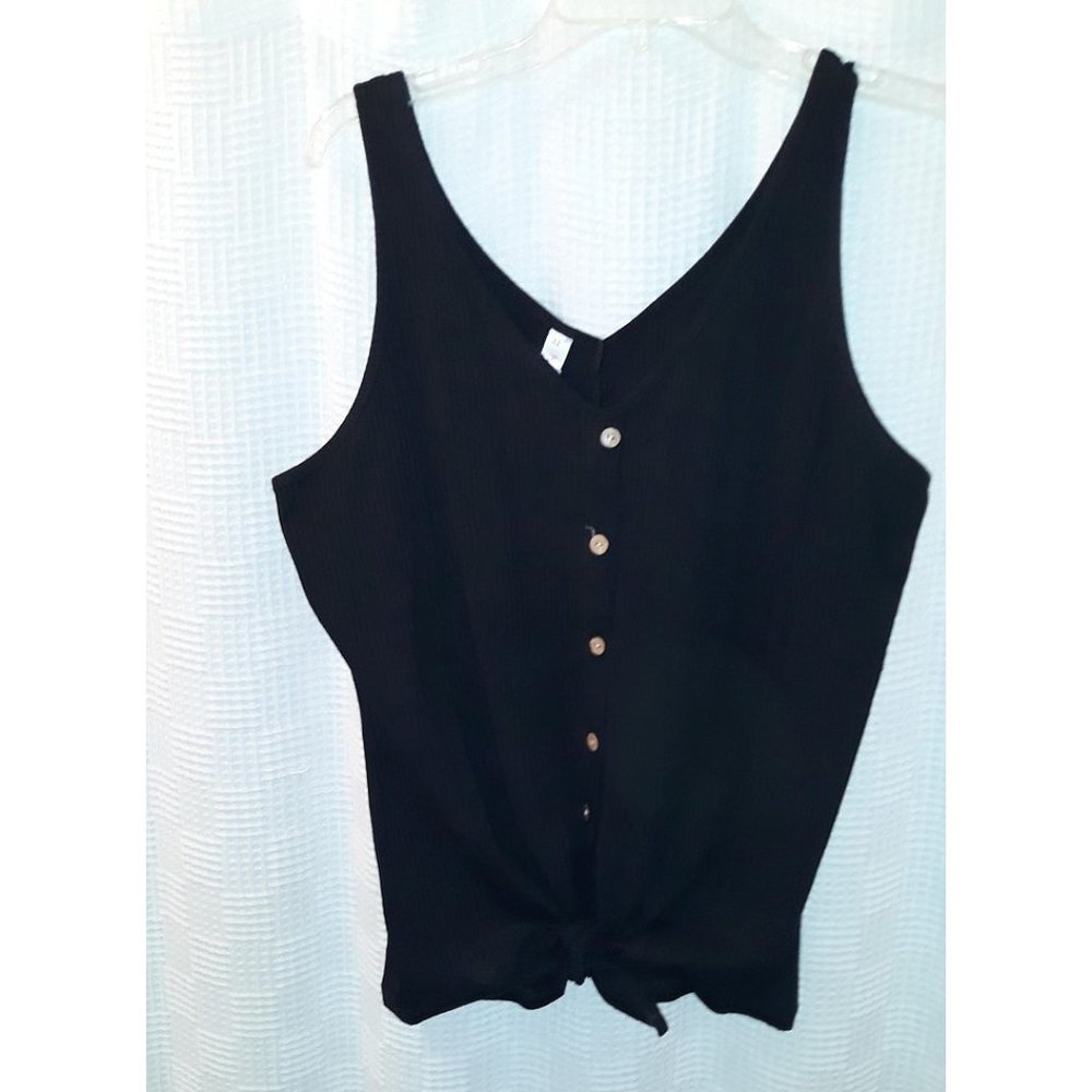 Halife Tie Front Ribbed Tank Top